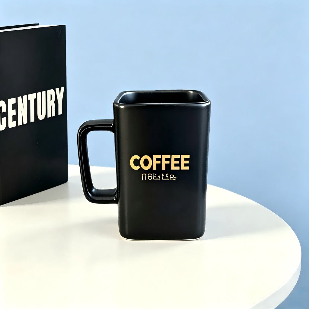 Kwadratowy ceramiczny kubek do kawy ze złotej folii Kwadratowy ceramiczny kubek do kawy ze złotej folii