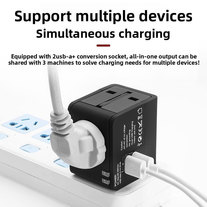 Uniwersalny adapter podróżny z dwoma portami USB