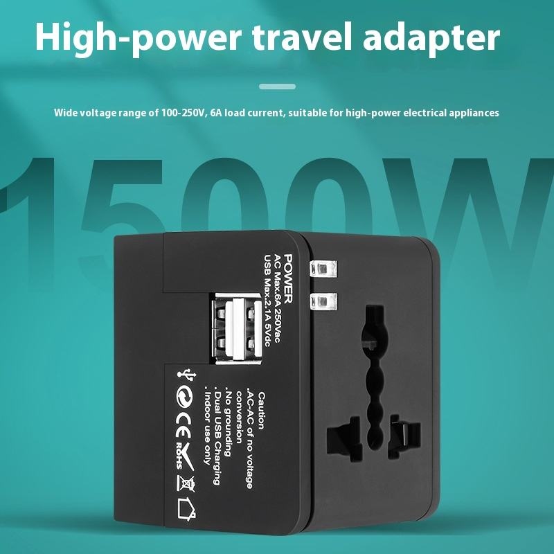 Uniwersalny adapter podróżny z dwoma portami USB