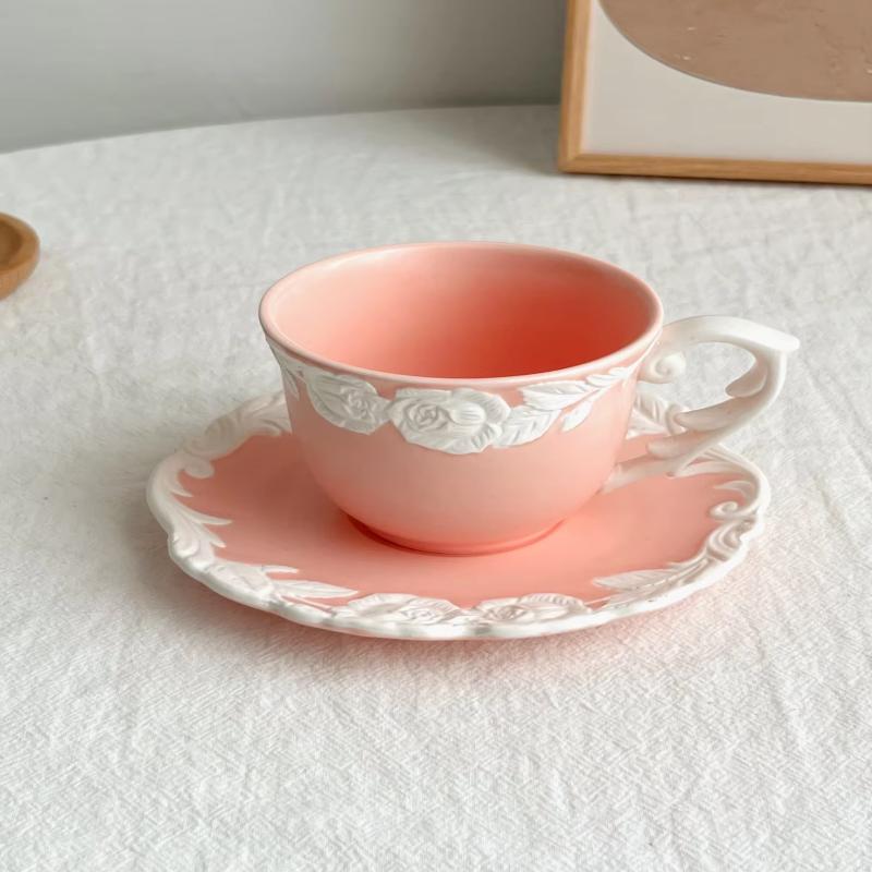 Retro tłoczony kubek ceramiczny w kształcie róży na prezent na imprezę