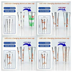 Aluminiowy kubek do piwa zmieniający kolor na zimno