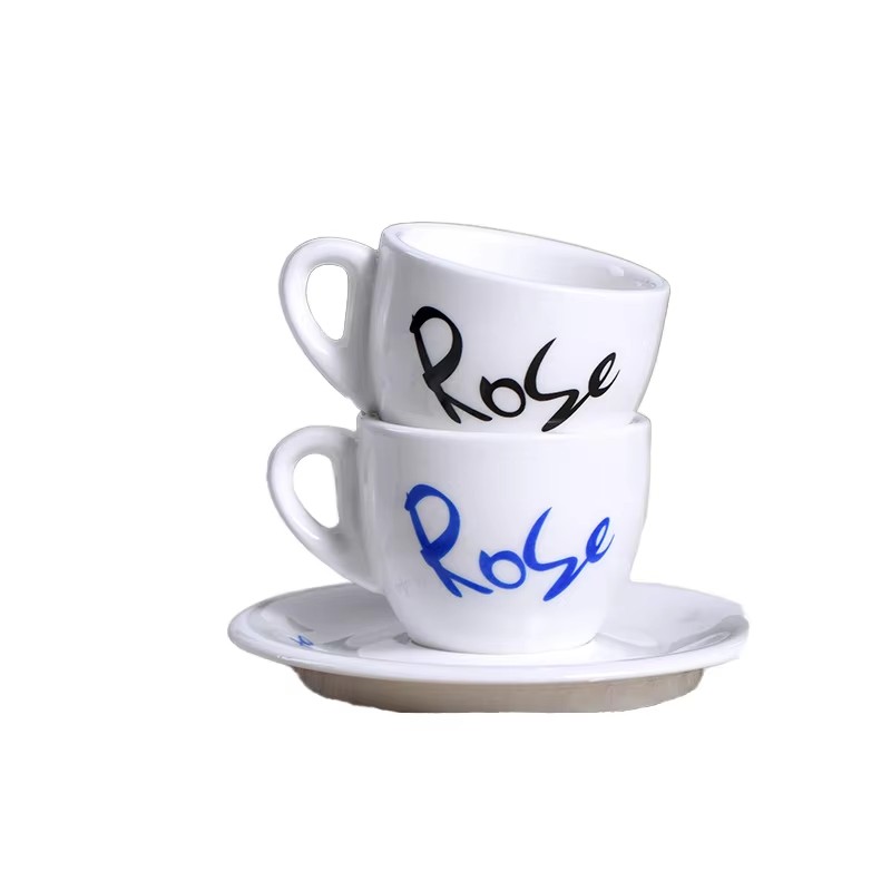 Porcelanowy spodek do filiżanki espresso z nadrukiem na prezent kawiarniany