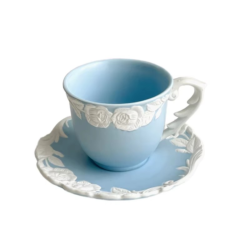 Retro tłoczony kubek ceramiczny w kształcie róży na prezent na imprezę