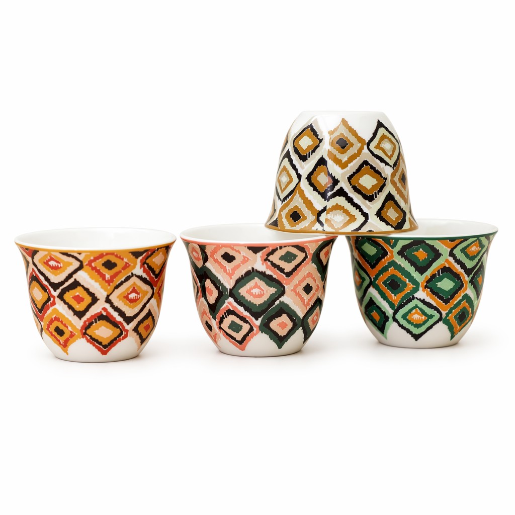 Boho geometryczny kubek ceramiczny 8-częściowy zestaw upominkowy do kawy i herbaty Boho geometryczny kubek ceramiczny 8-częściowy zestaw upominkowy do kawy i herbaty