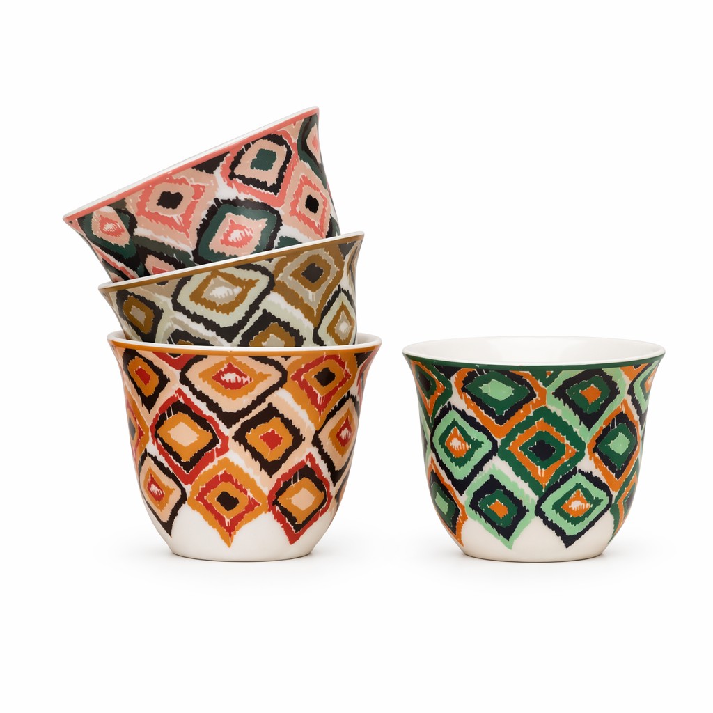 Boho geometryczny kubek ceramiczny 8-częściowy zestaw upominkowy do kawy i herbaty