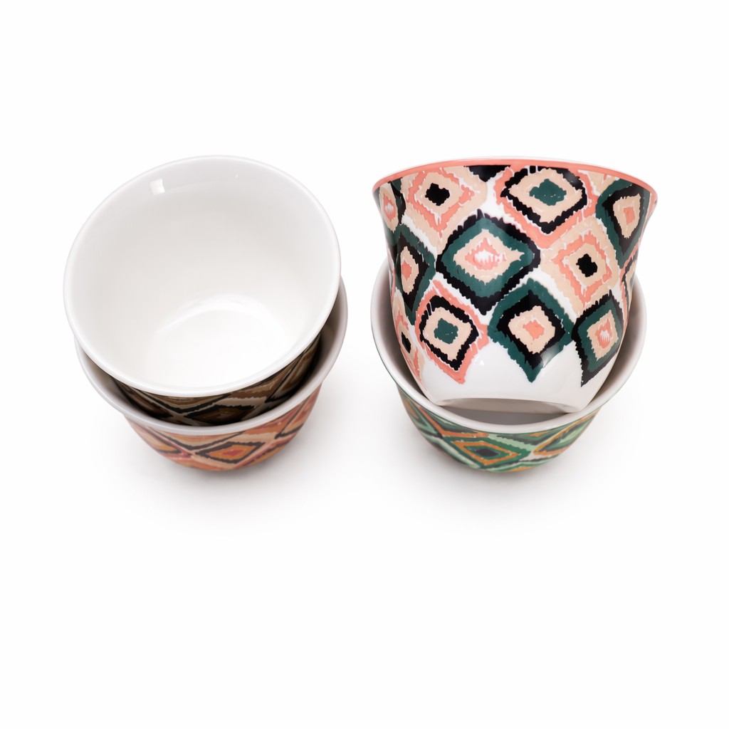 Boho geometryczny kubek ceramiczny 8-częściowy zestaw upominkowy do kawy i herbaty