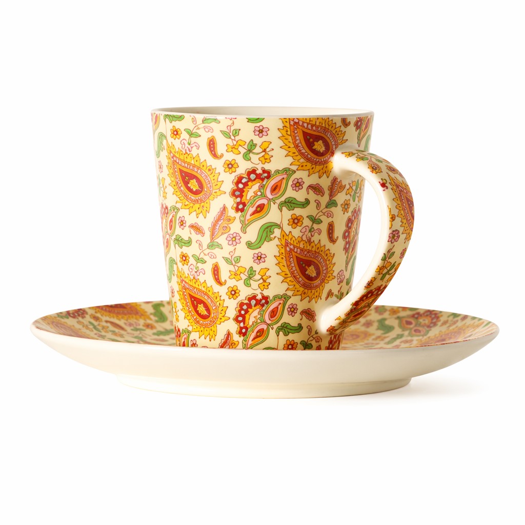 Kwiatowa Ceramiczna Filiżanka Kawy Ze Spodkiem