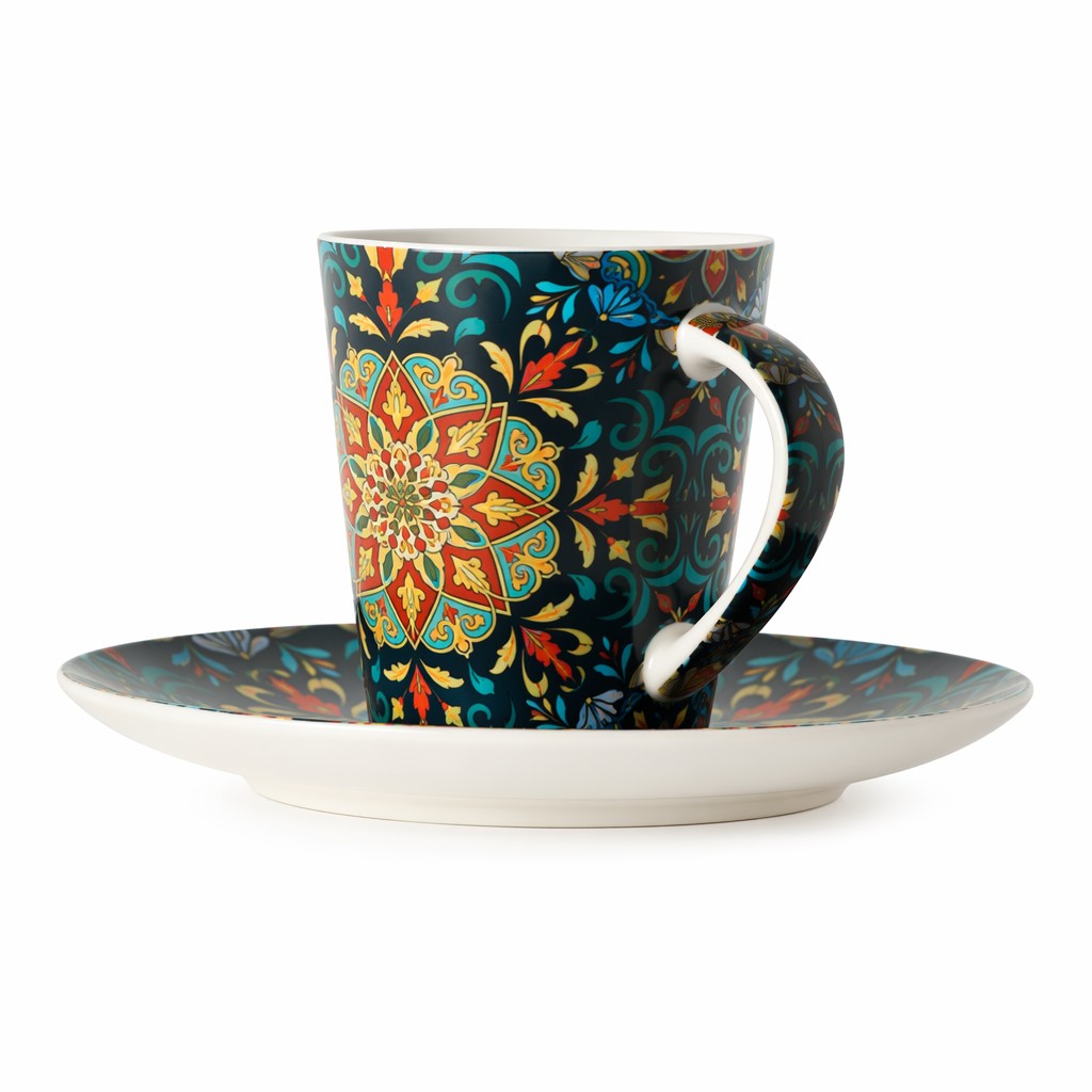 Kwiatowa Ceramiczna Filiżanka Kawy Ze Spodkiem