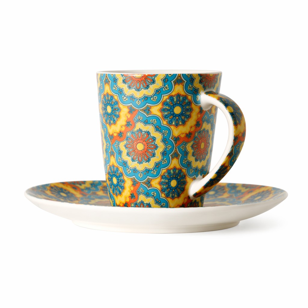 Kwiatowa Ceramiczna Filiżanka Kawy Ze Spodkiem