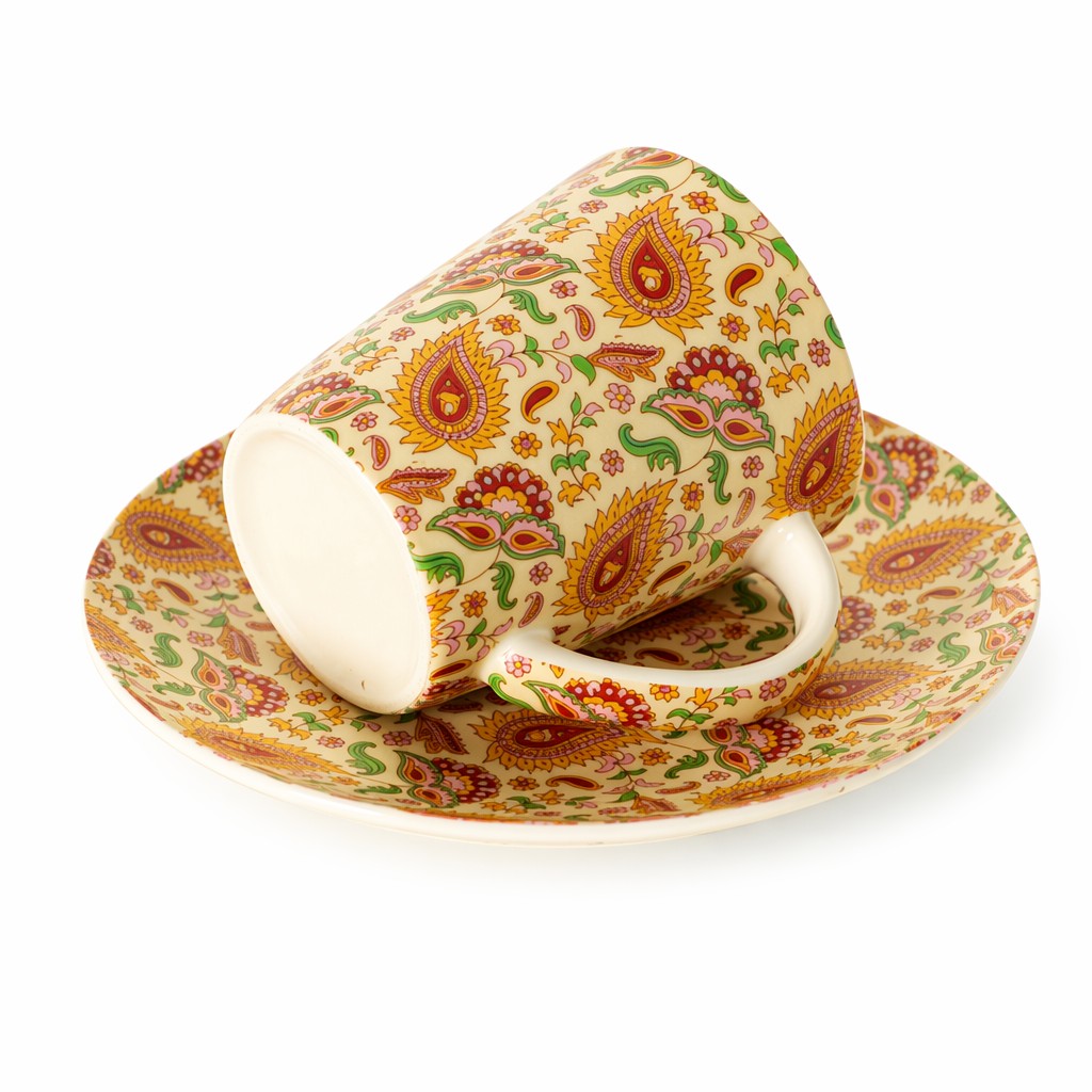 Kwiatowa Ceramiczna Filiżanka Kawy Ze Spodkiem
