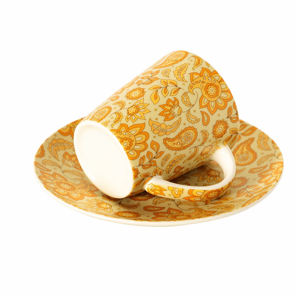 Kwiatowa Ceramiczna Filiżanka Kawy Ze Spodkiem