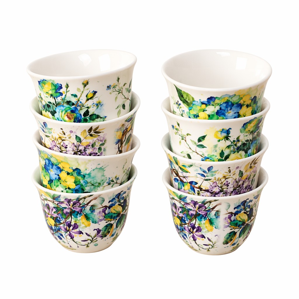Akwarela kwiatowa ceramiczna filiżanka 8-częściowy zestaw upominkowy do serwowania herbaty
