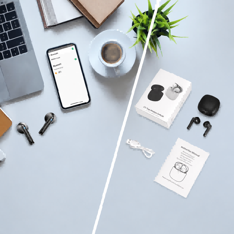 Bezprzewodowe słuchawki douszne Bluetooth 5.3, słuchawki HiFi z redukcją szumów