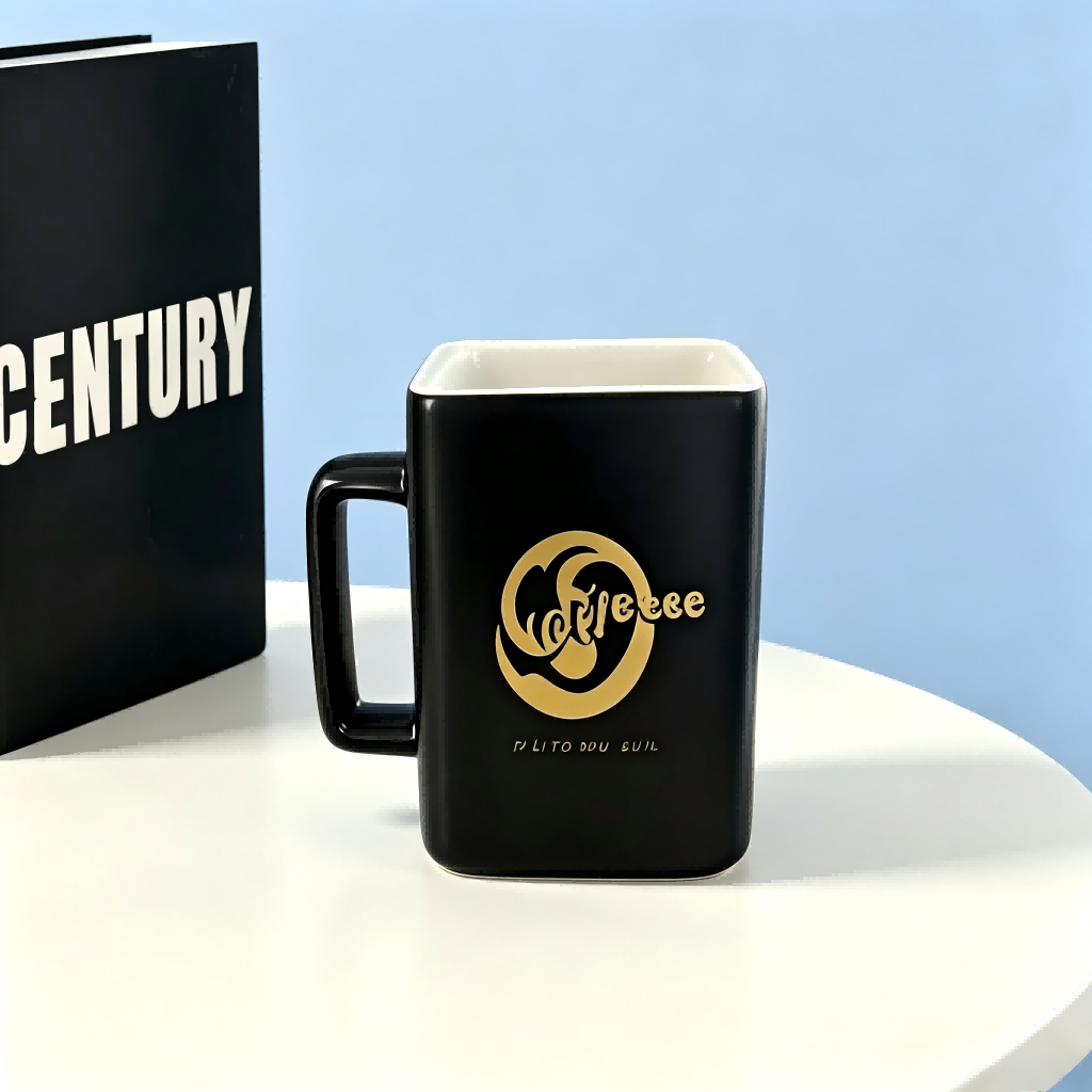 Kwadratowy ceramiczny kubek do kawy ze złotej folii Kwadratowy ceramiczny kubek do kawy ze złotej folii