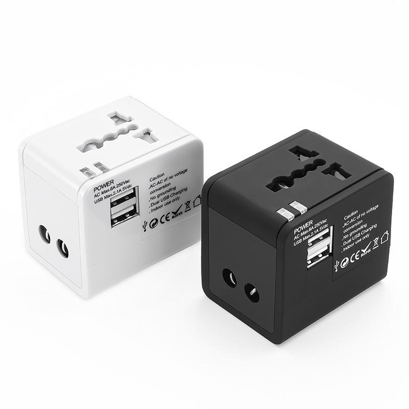 Uniwersalny adapter podróżny z dwoma portami USB