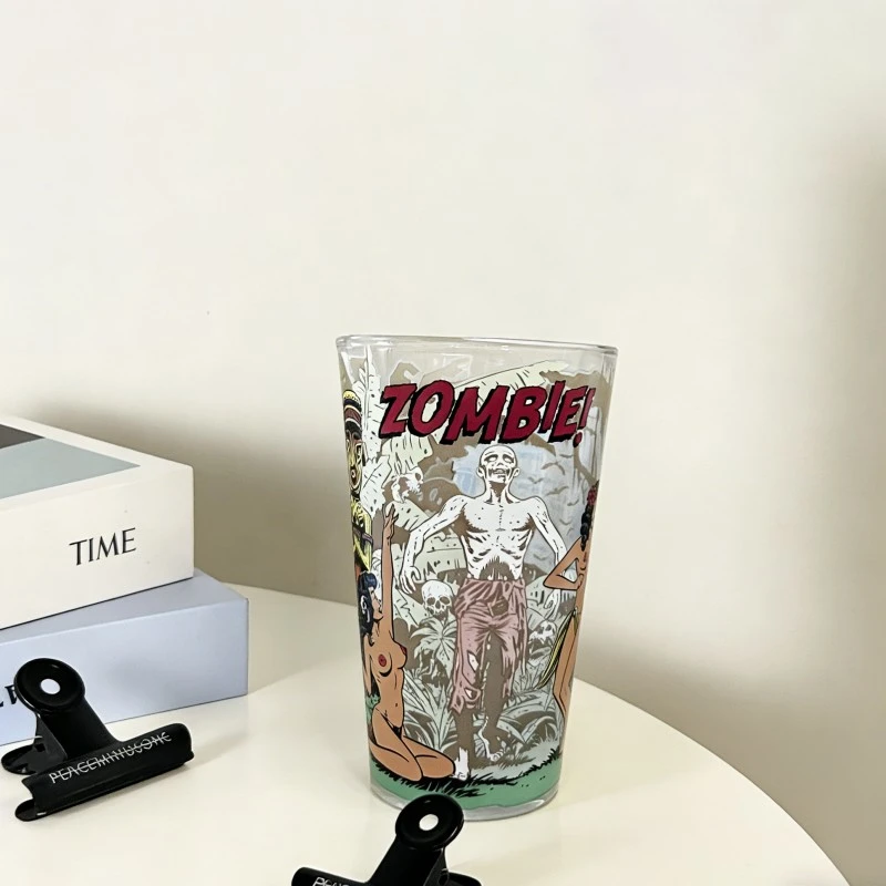Vintage, komiksowe okulary zombie z nadrukiem