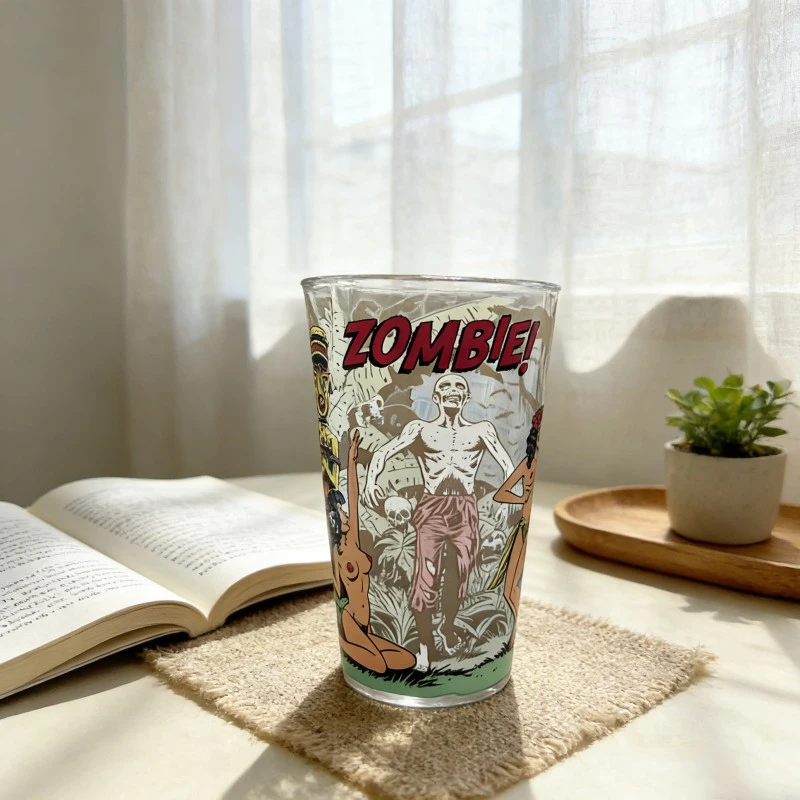 Vintage, komiksowe okulary zombie z nadrukiem
