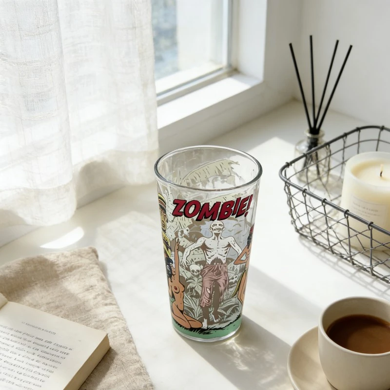 Vintage, komiksowe okulary zombie z nadrukiem